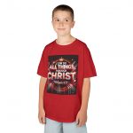 Inspirational Kids Tee with Philippians 4:13, Children's Faith Shirt, Christian Youth Apparel, Church Gift for Kids, Motivational Red Tee