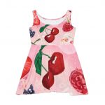 Cherry Blossom Skater Dress — Pink Fruit Floral AOP