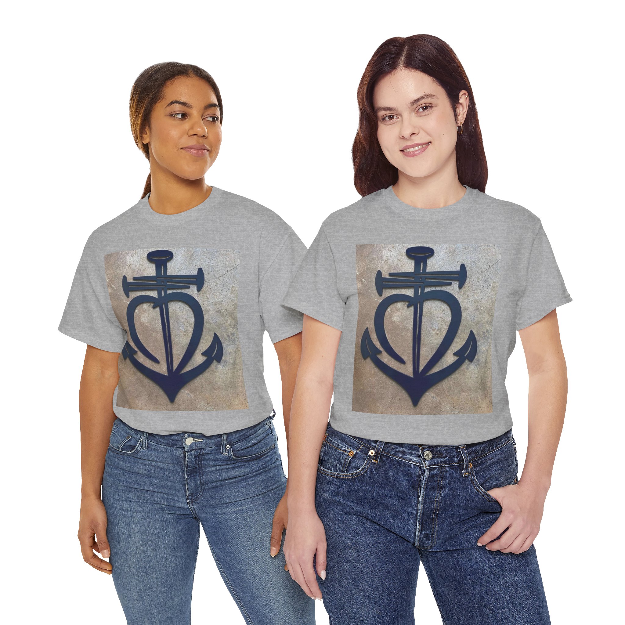 Nautical Heart Anchor Tee, Casual Cotton T-Shirt, Summer Fashion, Beachwear, Gift for Sailors, Marine Life Lovers