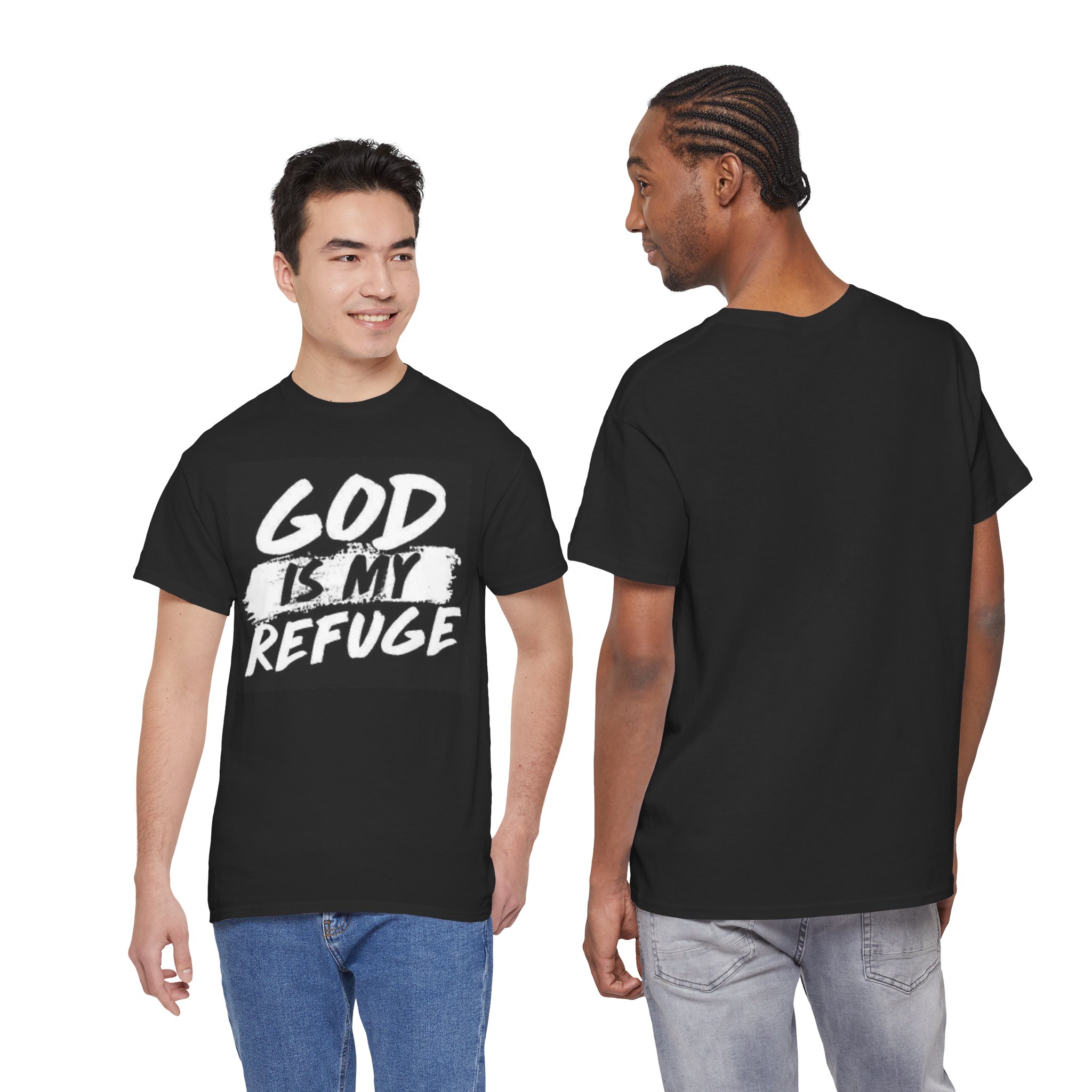 Inspirational Graphic Tee, Faith-Based Cotton T-Shirt, God is My Refuge Shirt, Christian Apparel, Unisex Faith Tee, Unique Gift