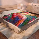 Velveteen Plush Blanket — Colorful Tropical Flamingo Throw Blanket