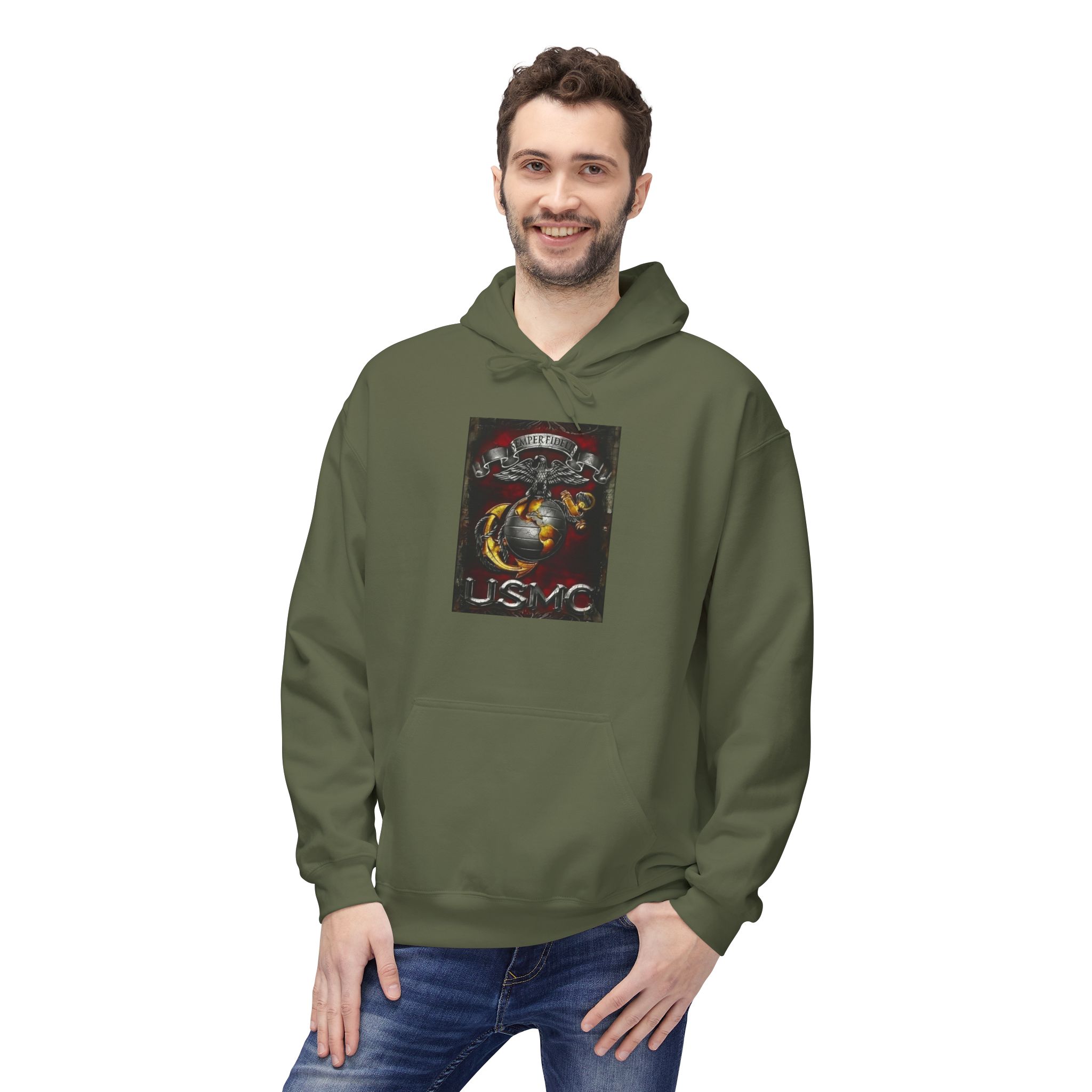 USMC Eagle Globe Anchor Hoodie — Vintage Marine Corps Logo Sweatshirt