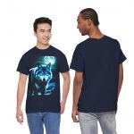 Wolf Moon T-Shirt — Blue Neon Wolf Graphic Tee