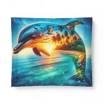 Tropical Dolphin Cotton Comforter – Sunset Beach Ocean Bedding