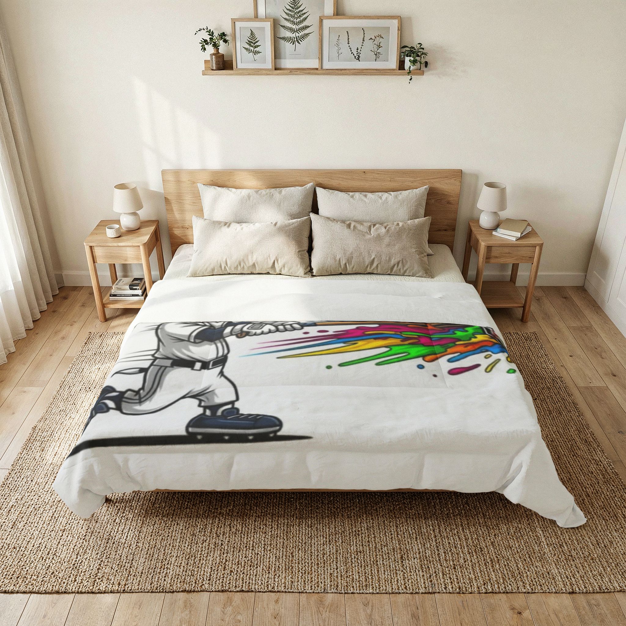 Baseball Snoopy Comforter - Color Splash Baseball Bedding for Kids & Fans