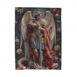Archangel Michael Velveteen Plush Blanket — Gothic Saint Warrior Decorative Throw