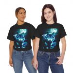 Wolf Moon T-Shirt — Blue Neon Wolf Graphic Tee