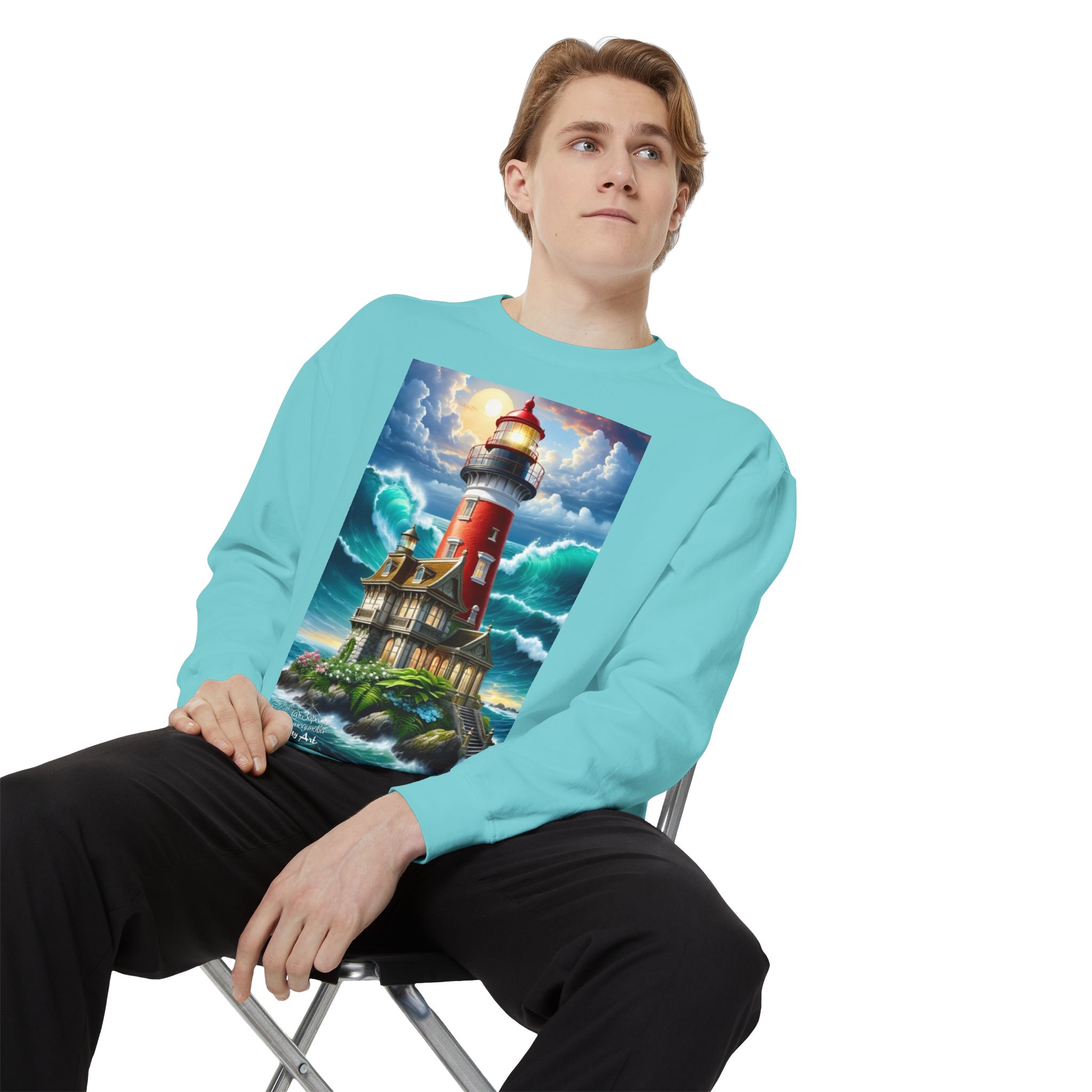 Lighthouse Storm Sweatshirt — Nautical Scenic Crewneck