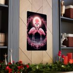 Flamingo Moon Matte Poster — Romantic Pink Flamingos Wall Art