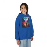 Youth Hoodie — Vibrant Christian Cross Silhouette Pullover