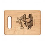 Engraved 'Slow Living' Beach Scene Wooden Cutting Board