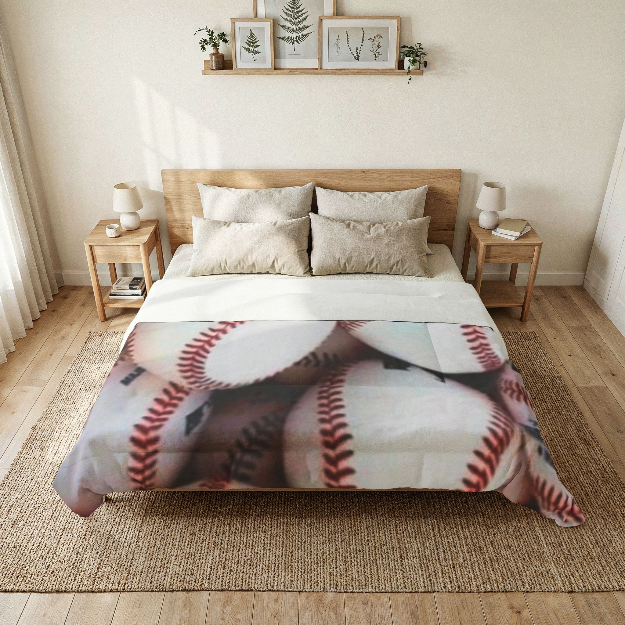 Baseball Pattern Comforter - Sports-Themed Cotton Duvet Cover for Kids & Fans