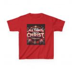 Inspirational Kids Tee with Philippians 4:13, Children's Faith Shirt, Christian Youth Apparel, Church Gift for Kids, Motivational Red Tee