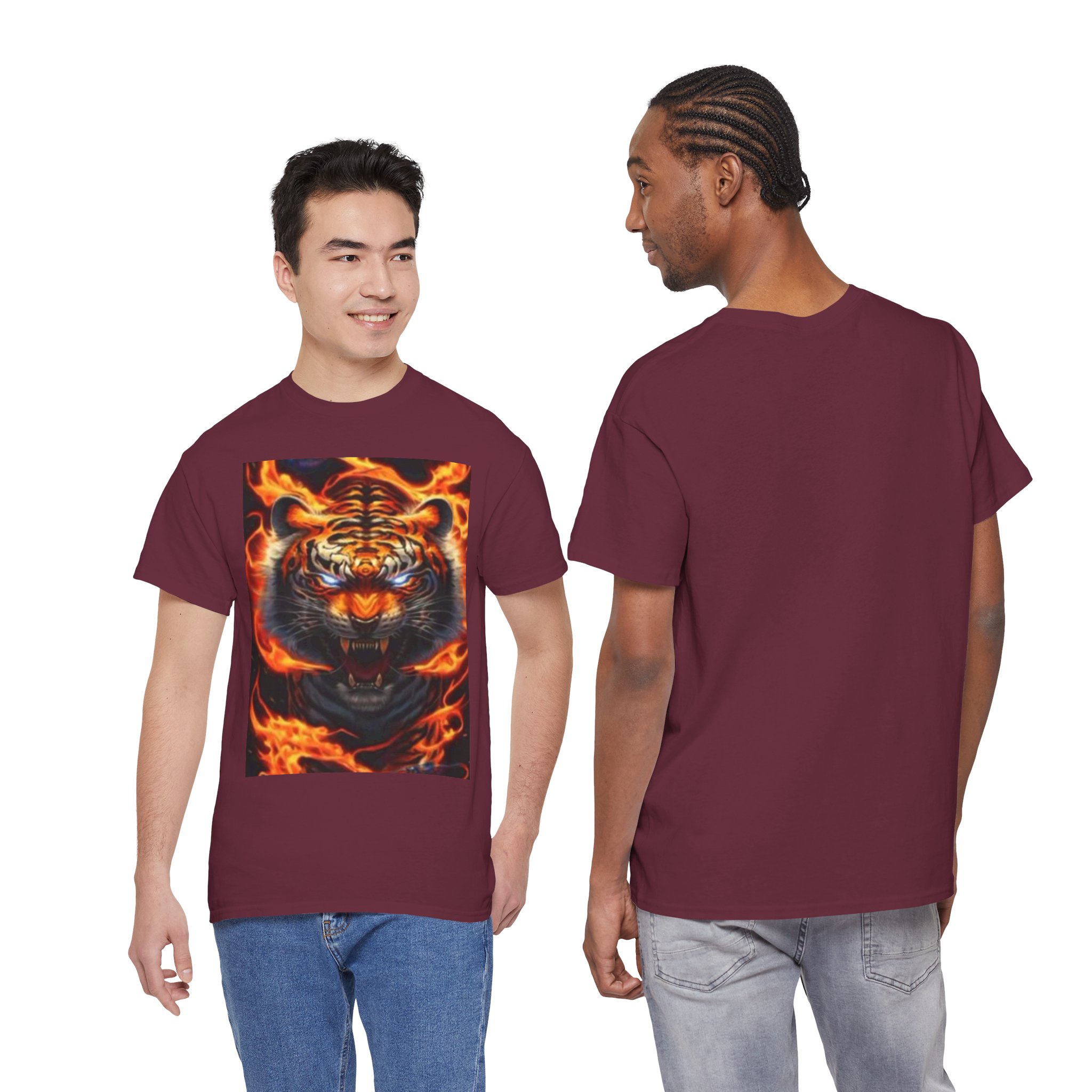 Flaming Tiger Graphic Tee — Fierce Fire Animal Shirt