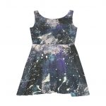 Galaxy Paint Splash Skater Dress — Cosmic Abstract AOP Women's Dress