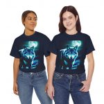 Wolf Moon T-Shirt — Blue Neon Wolf Graphic Tee