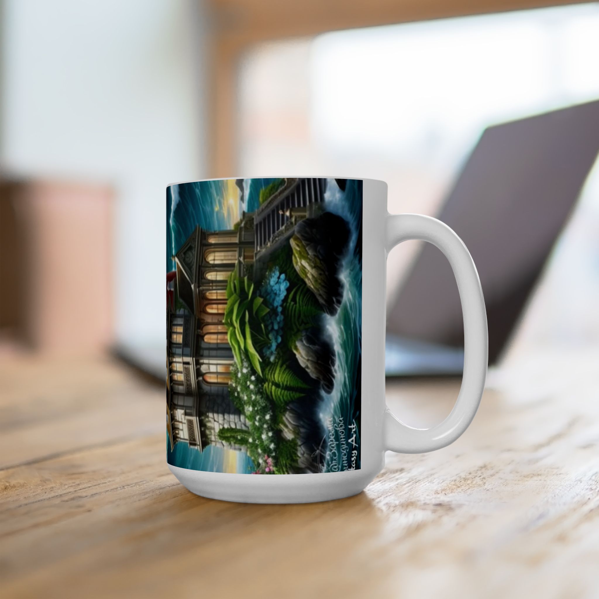 Lighthouse Storm Ceramic Mug — Nautical Ocean Waves Art Coffee Cup (11oz/15oz)