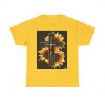 Sunflower Cross Unisex Heavy Cotton Tee | Faith-Based Gift, Casual Wear, Christian Tee, Flower Design, Spiritual Apparel