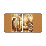 Christian Desk Mat — Jesus Cross & Bible Inspirational Office Mouse Pad