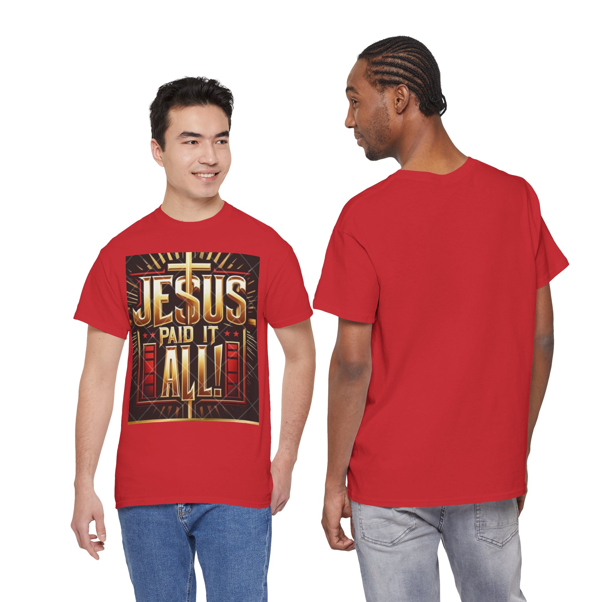 Jesus Paid It All Tee - Unisex Heavy Cotton Tee for Faith, Inspirational Gift, Religious Apparel, Church Service, Christian Merchandise