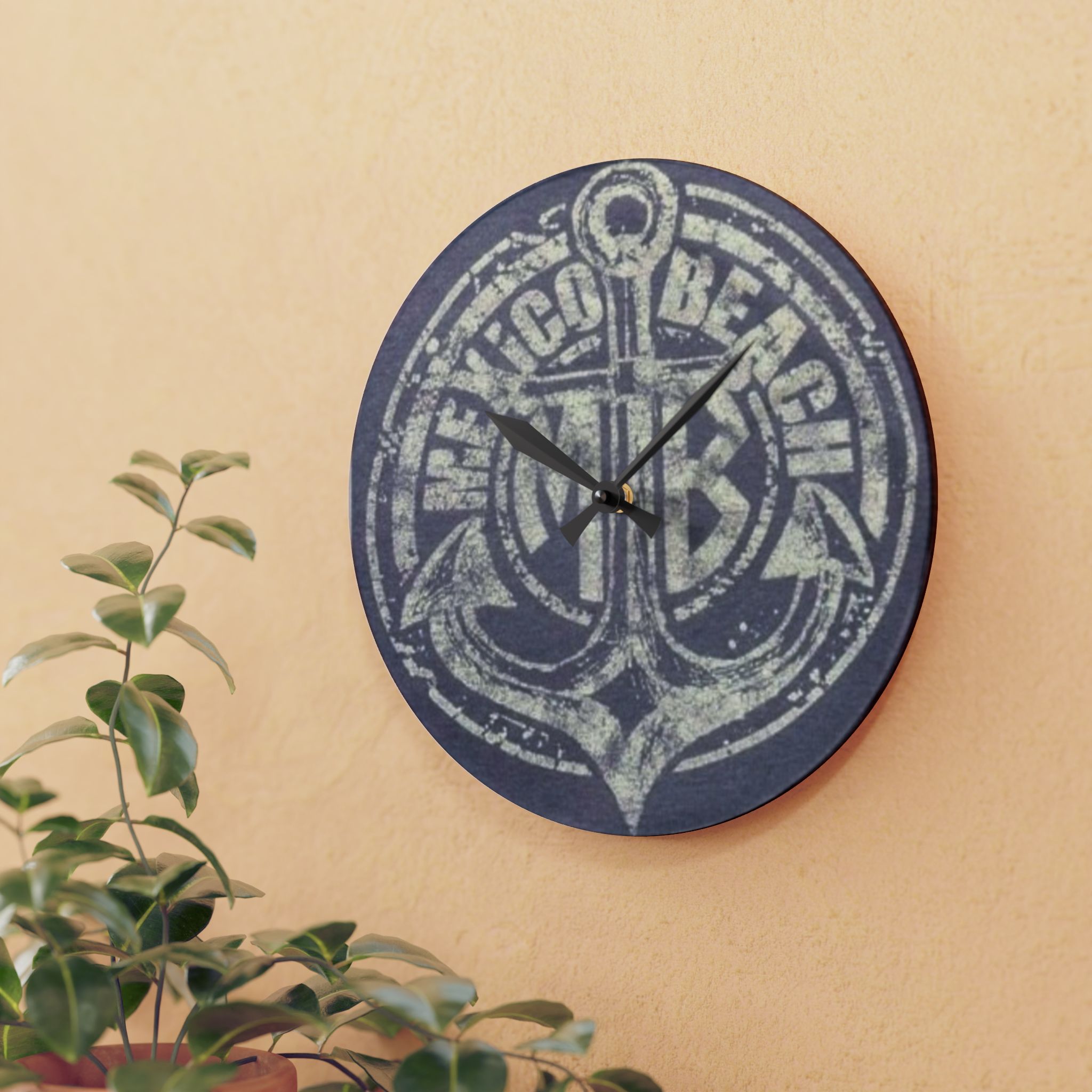 Nautical Anchor Acrylic Wall Clock – Beach Vintage Anchor Design