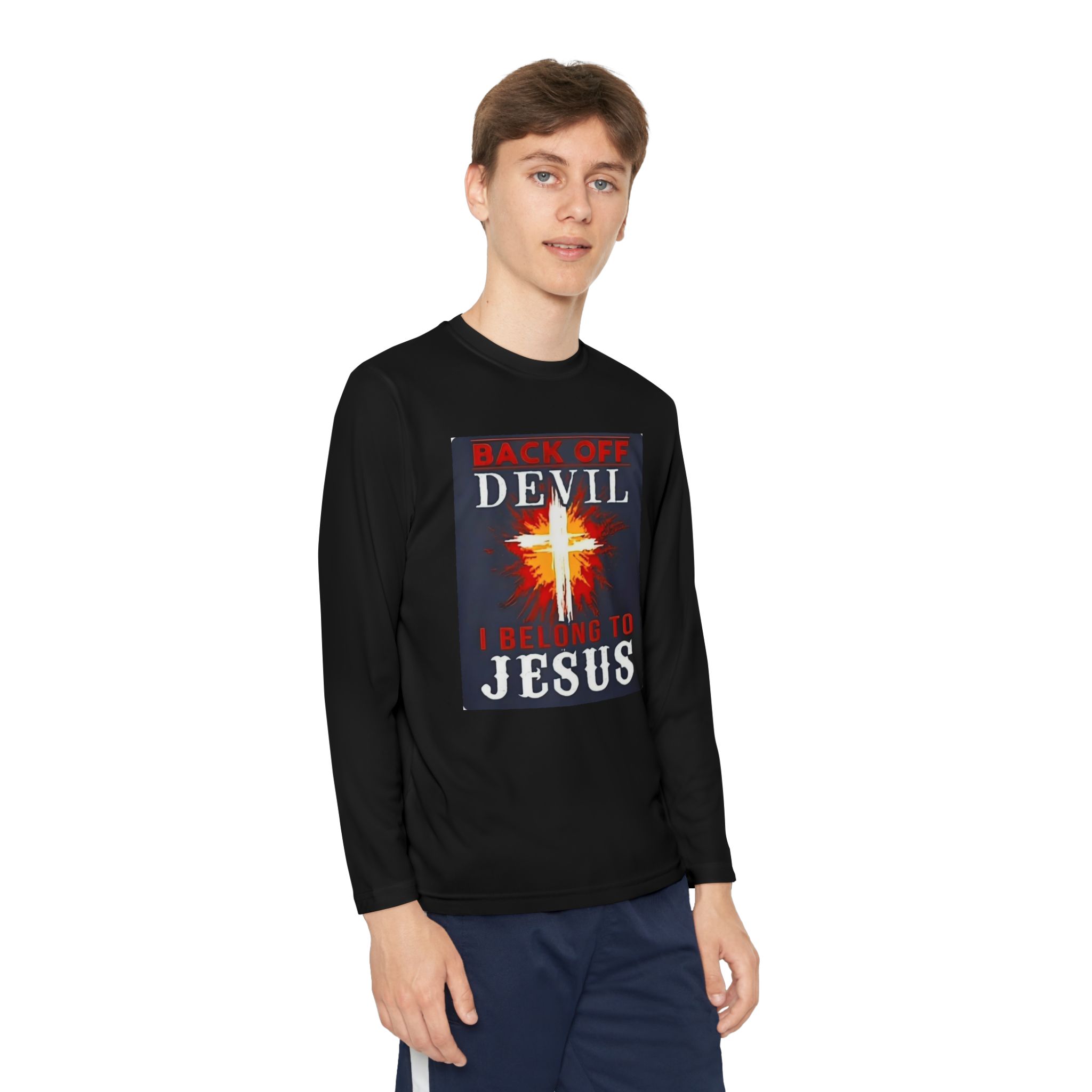 Youth Long Sleeve Faith Tee | Christian Apparel, Religious Gifts, Teens, Inspirational Clothing, Back Off Devil Design
