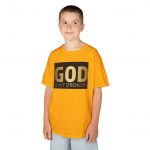 God is My Strength Kids Tee, Inspirational Kids T-Shirt, Faith-Based Youth Apparel, Christian Kids Wear, Motivational Gift for Children