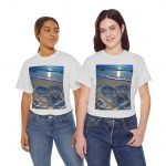 Beach Shell Heart T-Shirt — Coastal Sunset Seashell Art Tee