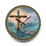 Christian Crucifix Acrylic Wall Clock – Jesus on Cross Inspirational Religious Decor