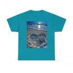 Beach Shell Heart T-Shirt — Coastal Sunset Seashell Art Tee