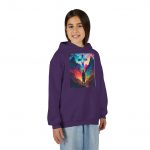 Youth Hoodie — Vibrant Christian Cross Silhouette Pullover