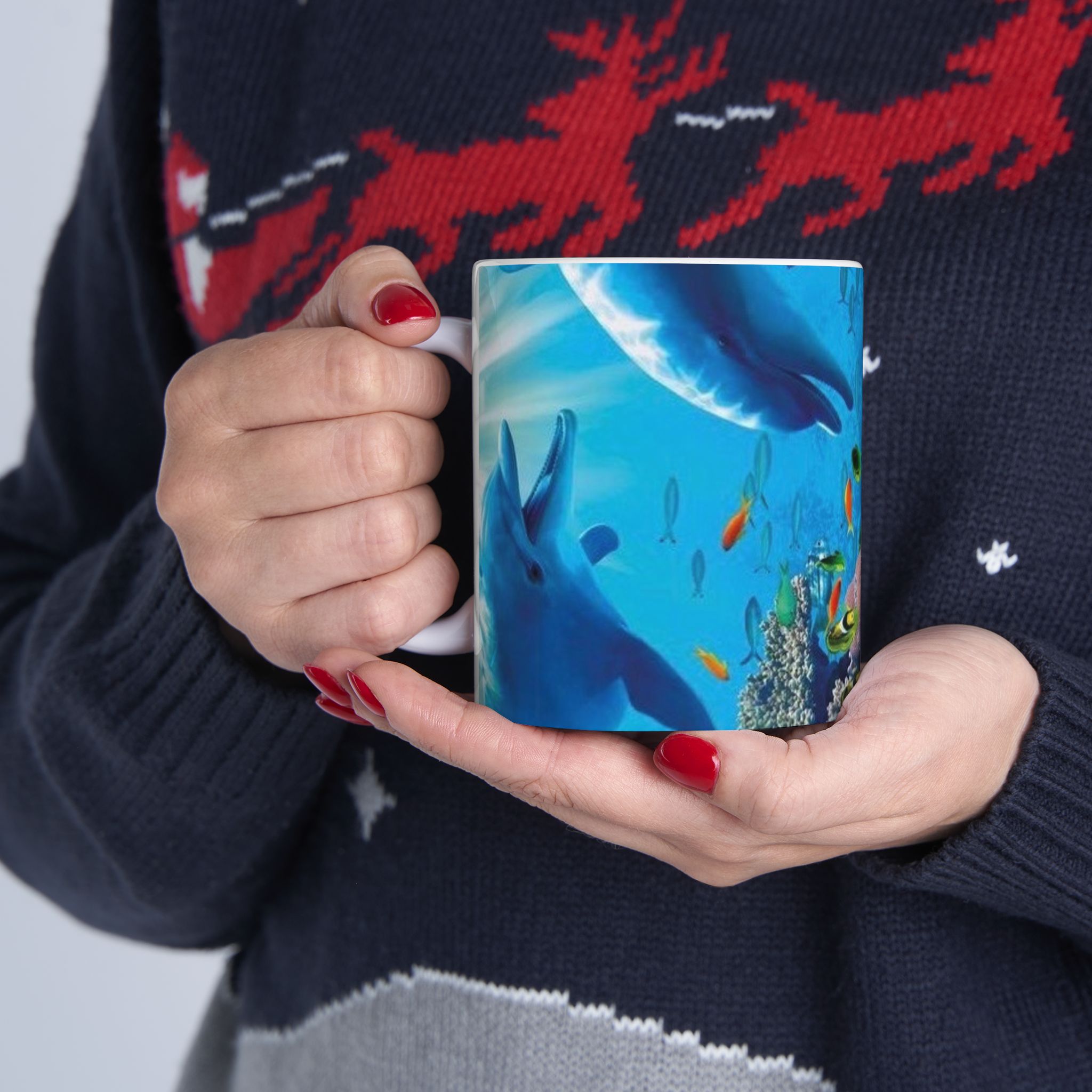 Underwater Reef Ceramic Mug — Colorful Ocean Fish Design (11oz, 15oz)