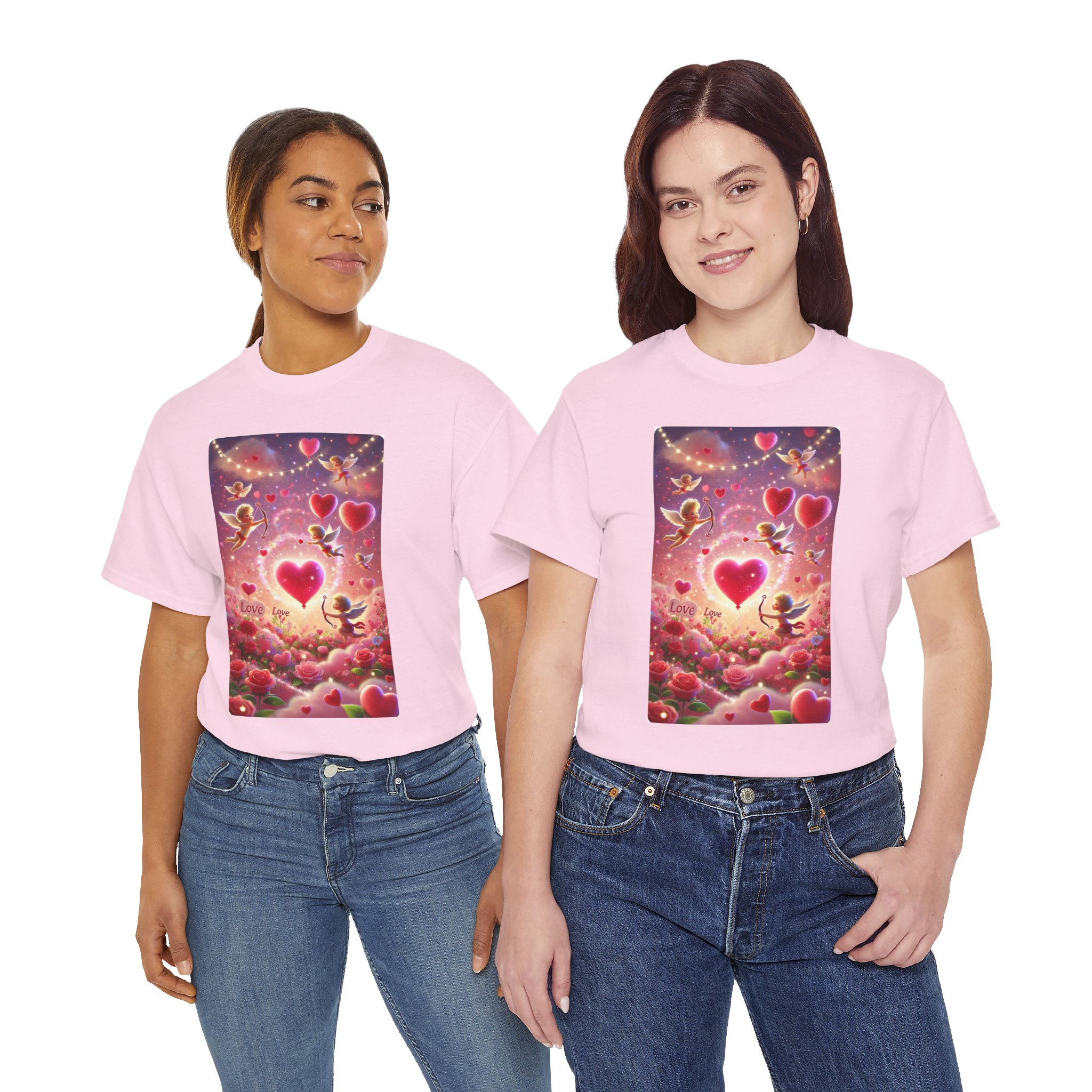 Valentine Cherubs Heart Tee — Romantic Cupid Love Graphic T-Shirt