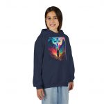 Youth Hoodie — Vibrant Christian Cross Silhouette Pullover