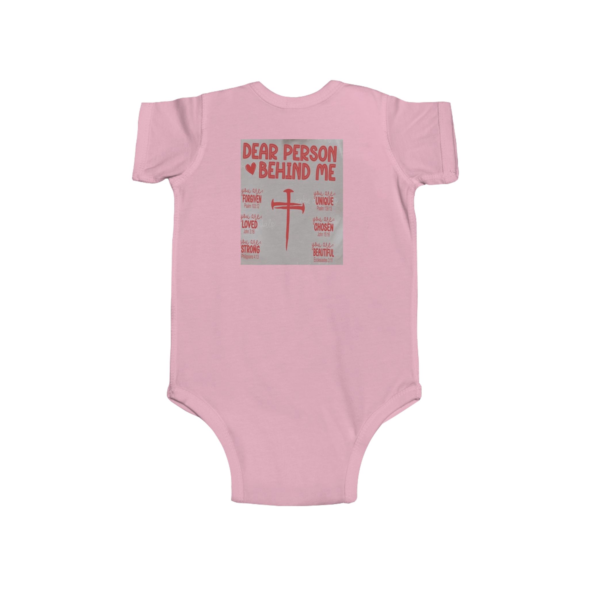 Infant Bodysuit - "Dear Person Behind Me" Graphic Baby Onesie (Pink)