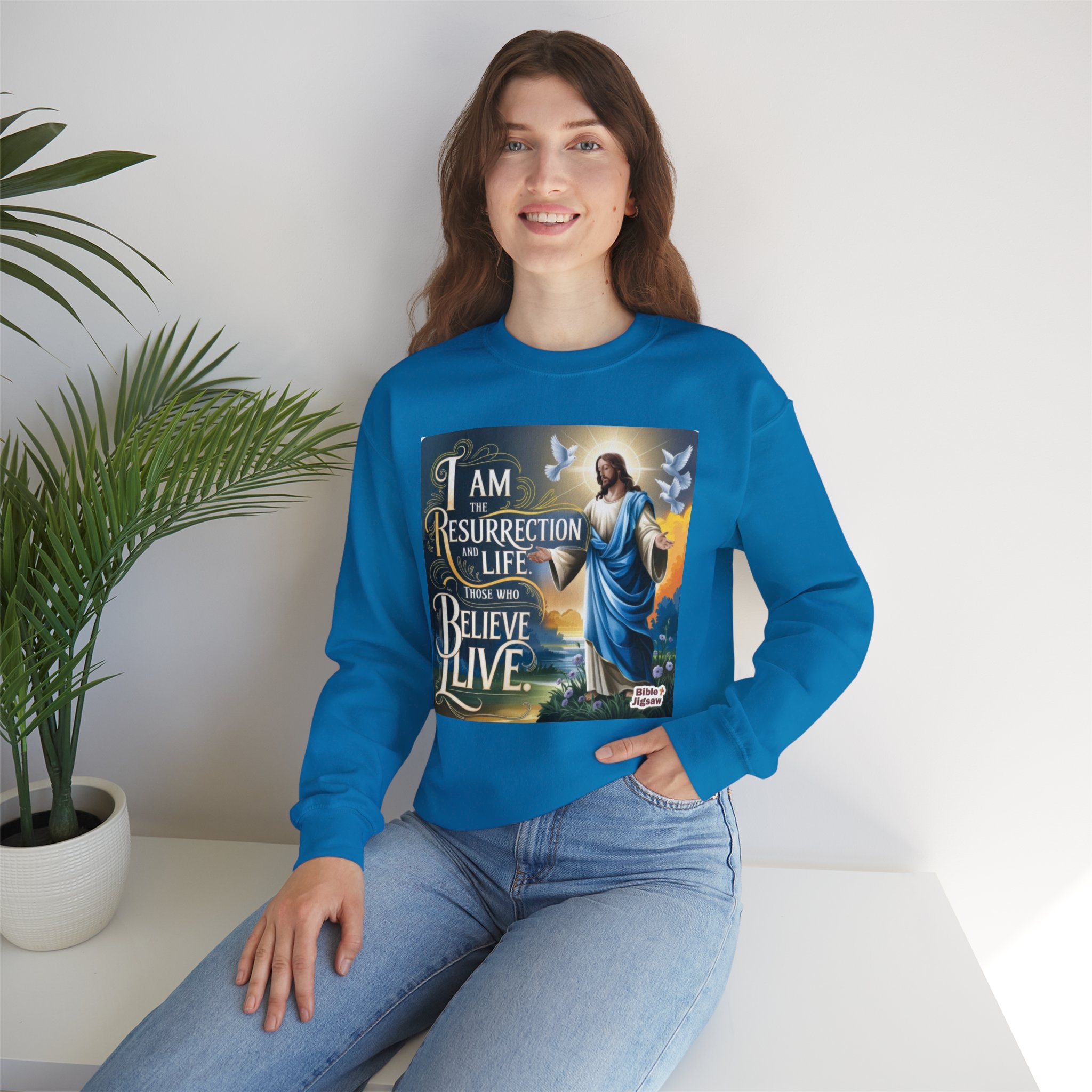 Inspirational Crewneck Sweatshirt - Faith, Hope, Resurrection, Christian Gift, Cozy Everyday Wear