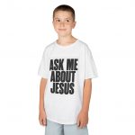 Kids Religious T-Shirt, Ask Me About Jesus Tee, Christian Youth Apparel, Church Outfit, Faith-Based Kidswear