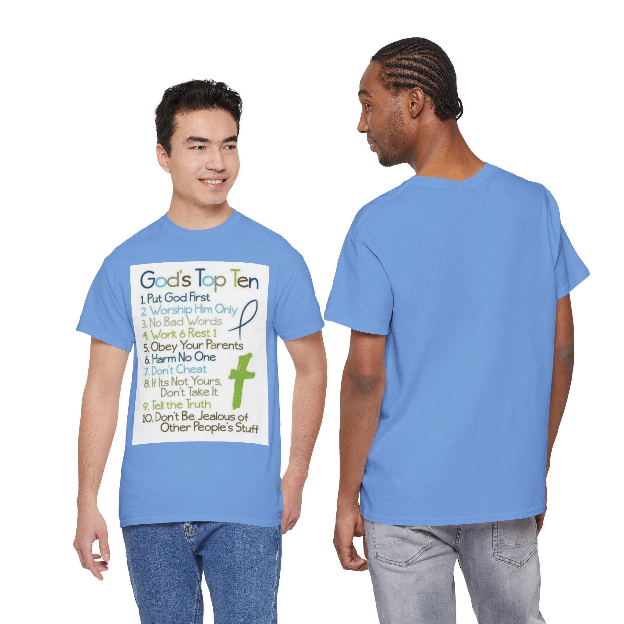 God’s Top Ten Unisex Cotton Tee - Faith T-Shirt for Believers, Religious Gift, Church Wear, Inspirational Apparel, Casual Outfit