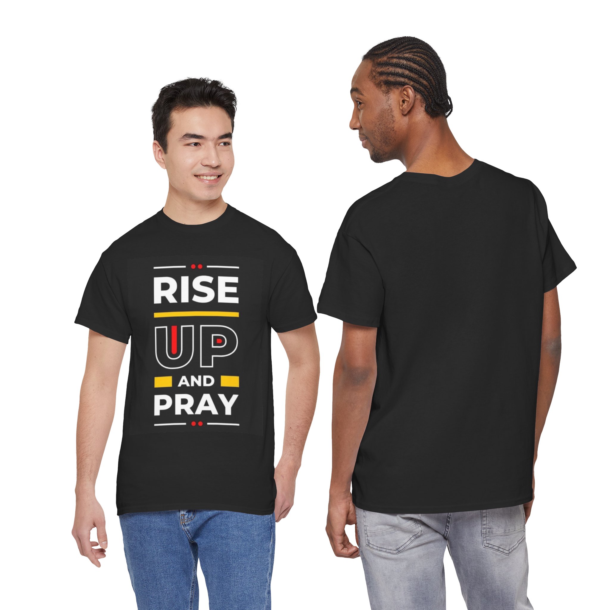 Inspiring Unisex Heavy Cotton Tee - "Rise Up and Pray"