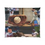 Baseball Collage Comforter – Vintage Glove & Players Bedspread for Sports Fans