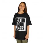 Kids Religious T-Shirt, Ask Me About Jesus Tee, Christian Youth Apparel, Church Outfit, Faith-Based Kidswear