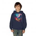 Youth Hoodie — Vibrant Christian Cross Silhouette Pullover