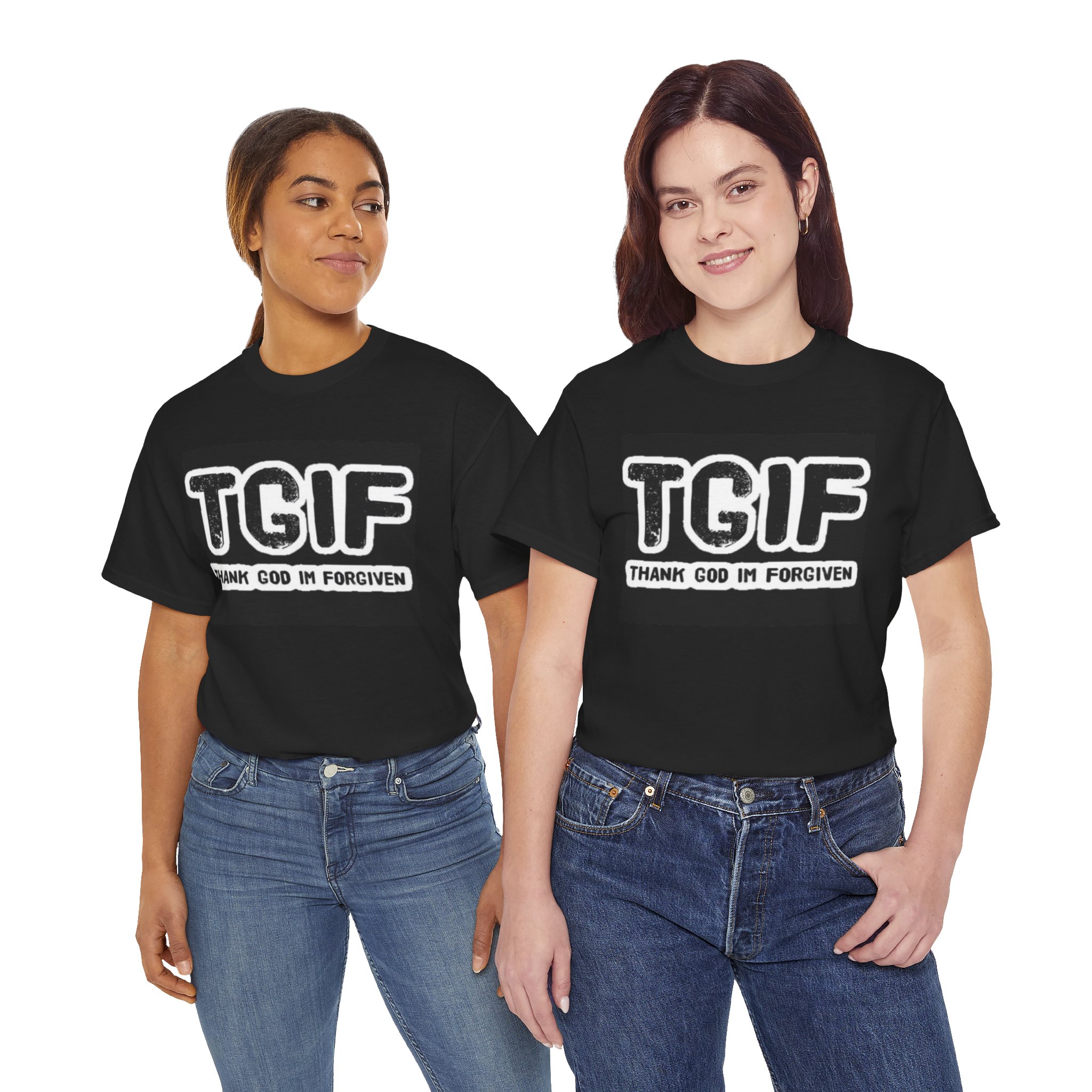 TGIF Graphic Unisex Heavy Cotton Tee - Thank God I'm Forgiven Theme