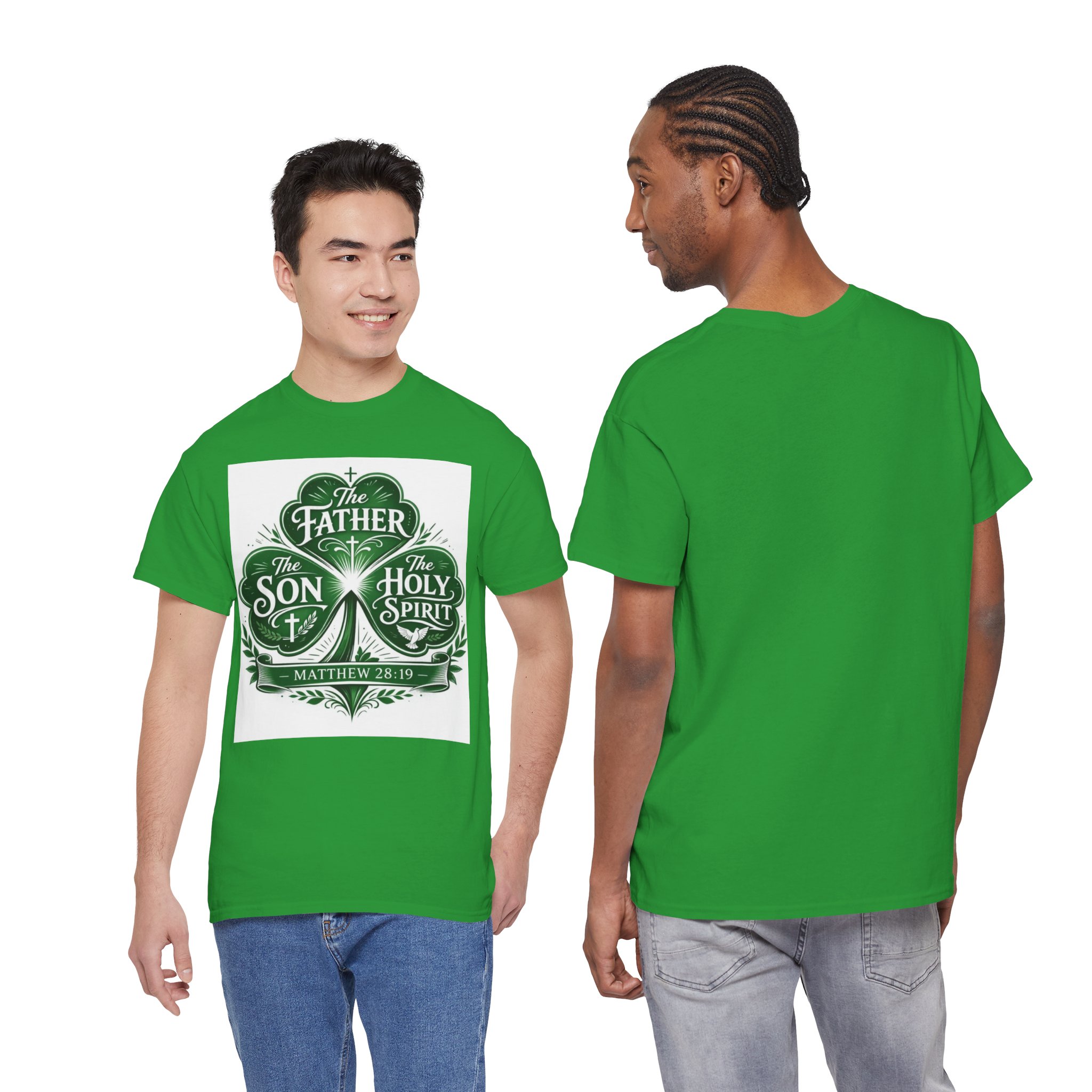 Trinity Clover T-Shirt — "The Father, The Son, The Holy Spirit" Matthew 28:19 Christian Tee