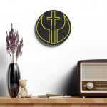 Neon Cross Acrylic Wall Clock — Modern Christian Home Décor