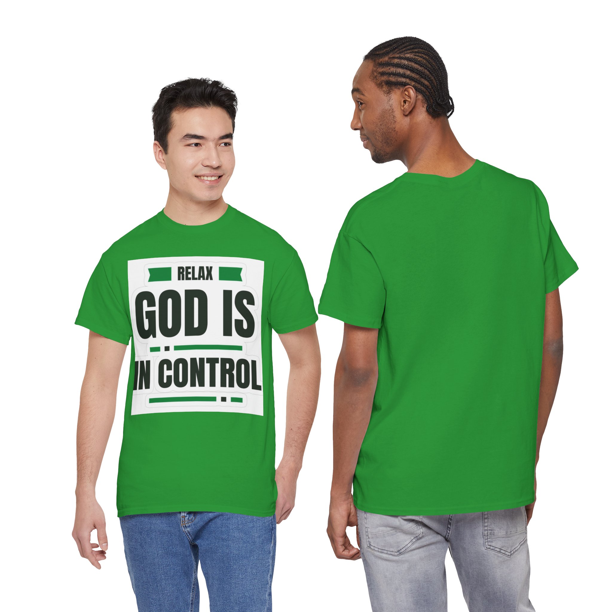 Relax God is in Control Unisex Heavy Cotton Tee, Faith-Based T-Shirt, Inspirational Gift, Casual Wear, Christian Apparel, Everyday Comfort