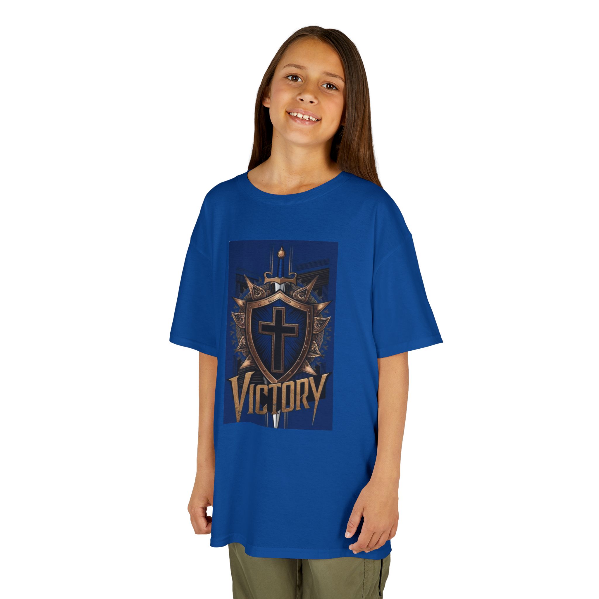 Victory Kids Tee, Kids Cotton T-Shirt, Defender Shirt, Battle Themed Kids Tee, Victory Graphic Shirt, Children's Victory Wear