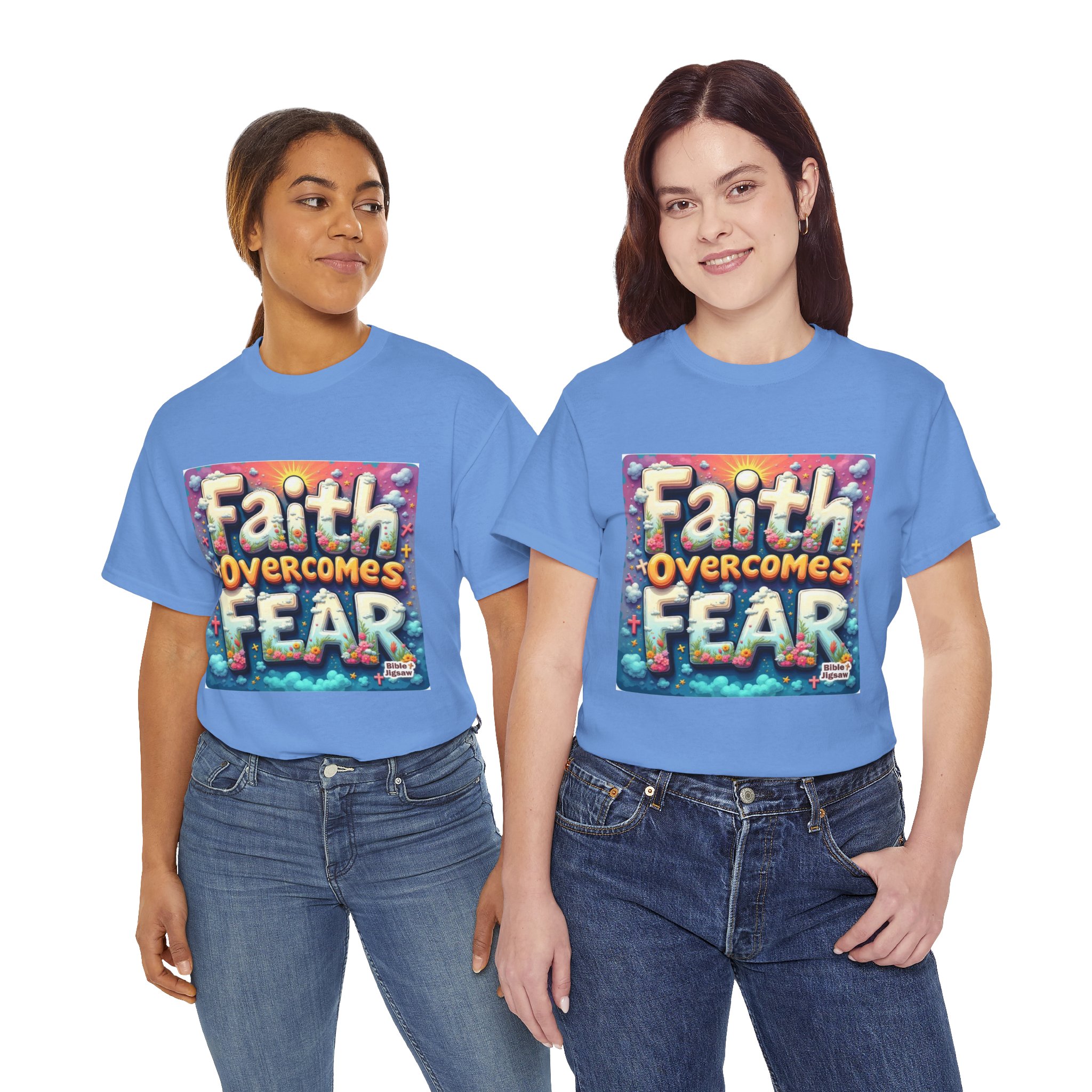 Faith Overcomes Fear Unisex Heavy Cotton Tee, Inspirational Shirt, Gift for Friends, Motivational Tee, Casual Wear, Everyday Essentials