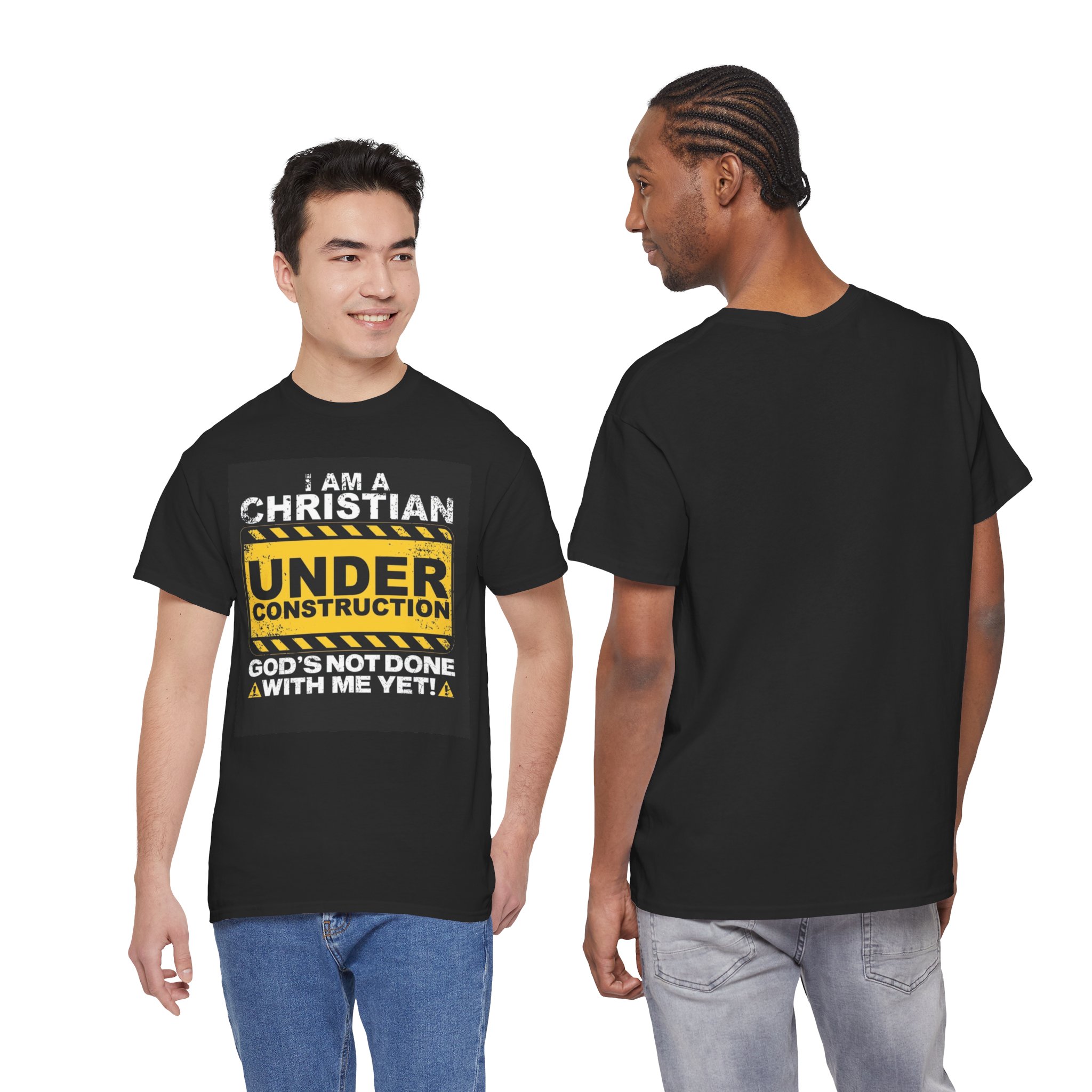 Unisex Christian Under Construction Tee, Faith-Based Shirt, Inspirational Graphic Tee, Casual Wear, Gift for Believers