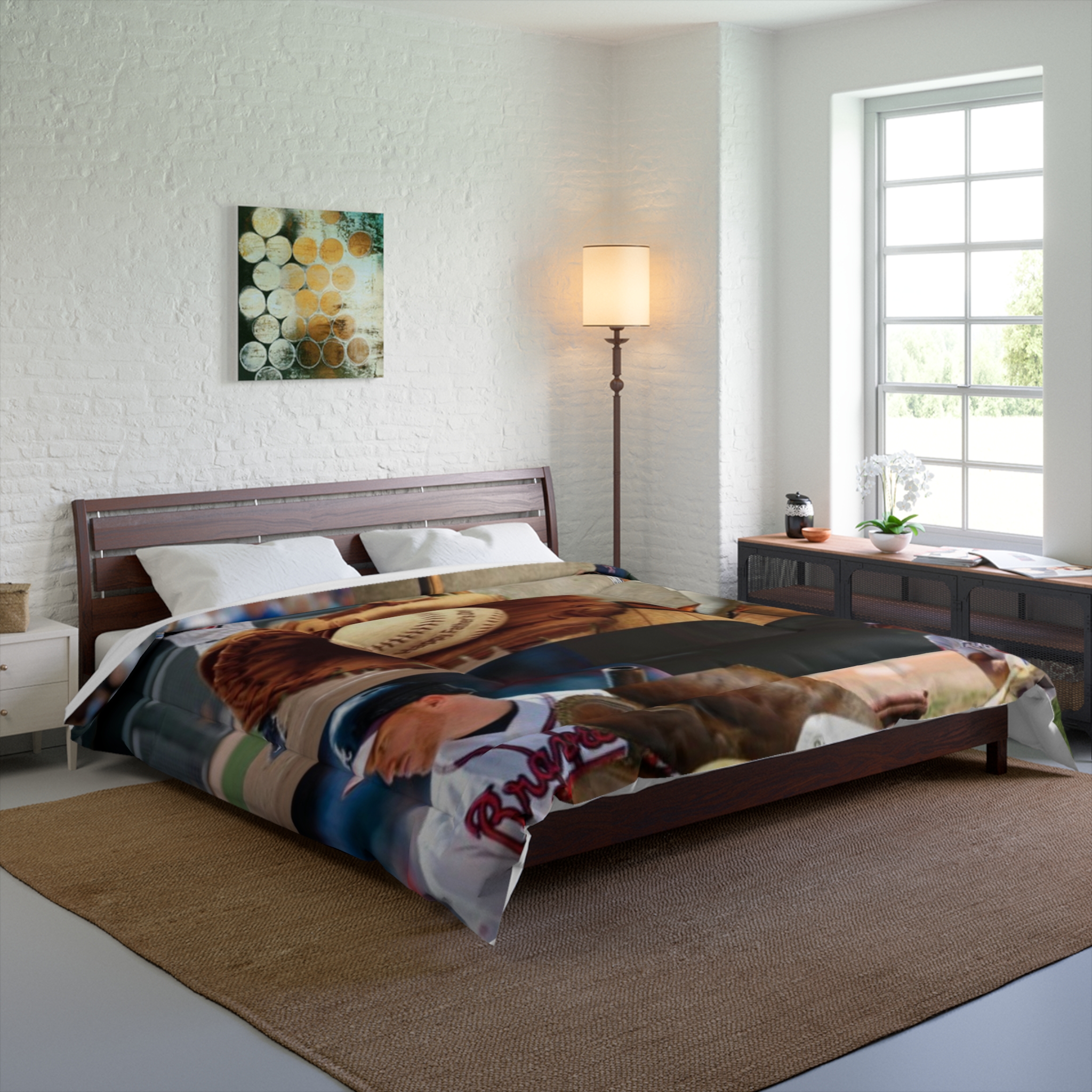 Baseball Collage Comforter – Vintage Glove & Players Bedspread for Sports Fans